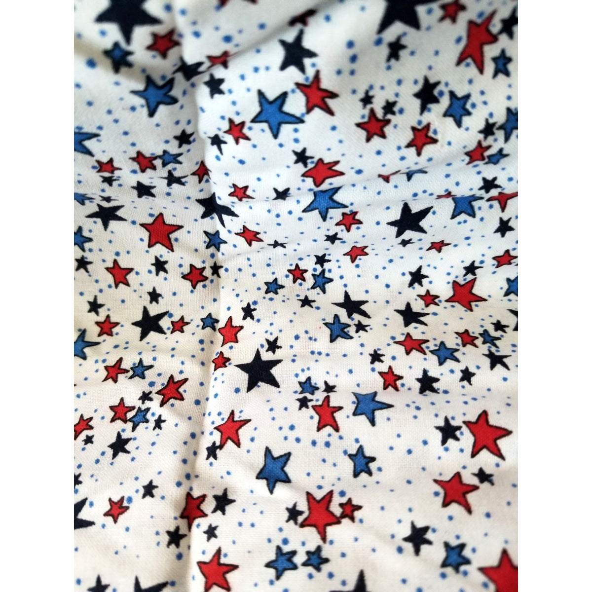 Material White  Fabric Red Blue Stars Big Little Dots Fabric    44" x 40"   Cotton Craft Clothing fabric Joann