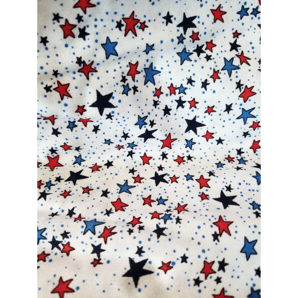 Material White  Fabric Red Blue Stars Big Little Dots Fabric    44" x 40"   Cotton Craft Clothing fabric Joann