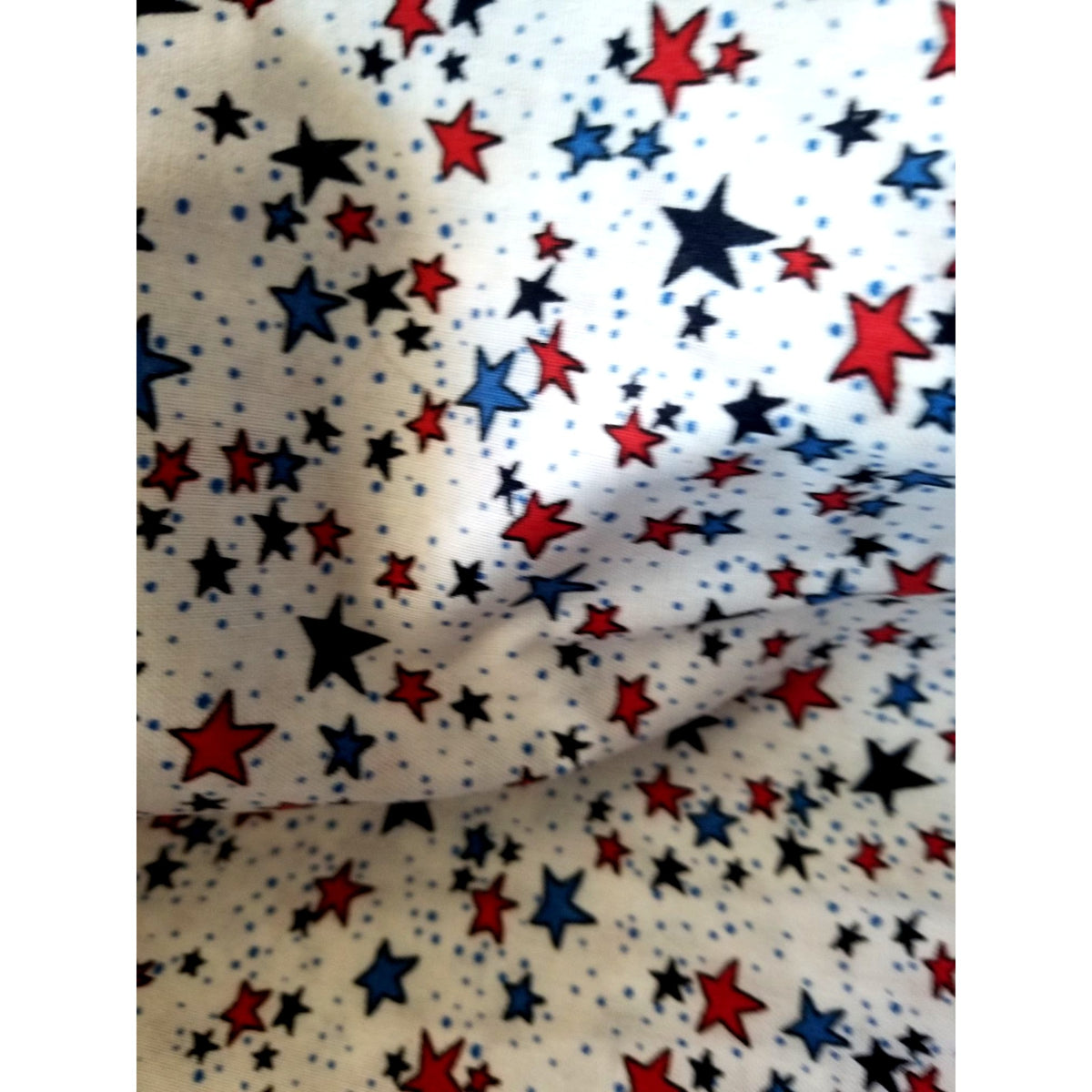 Material White  Fabric Red Blue Stars Big Little Dots Fabric    44" x 40"   Cotton Craft Clothing fabric Joann