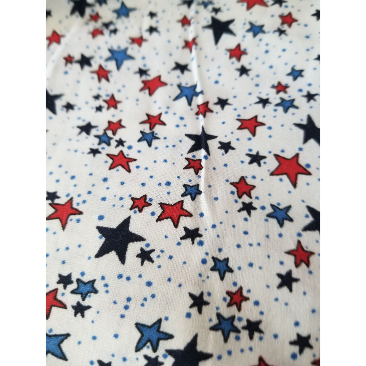 Material White  Fabric Red Blue Stars Big Little Dots Fabric    44" x 40"   Cotton Craft Clothing fabric Joann