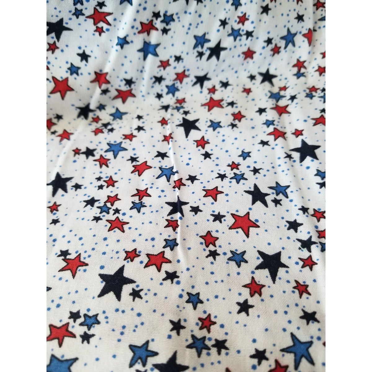 Material White  Fabric Red Blue Stars Big Little Dots Fabric    44" x 40"   Cotton Craft Clothing fabric Joann