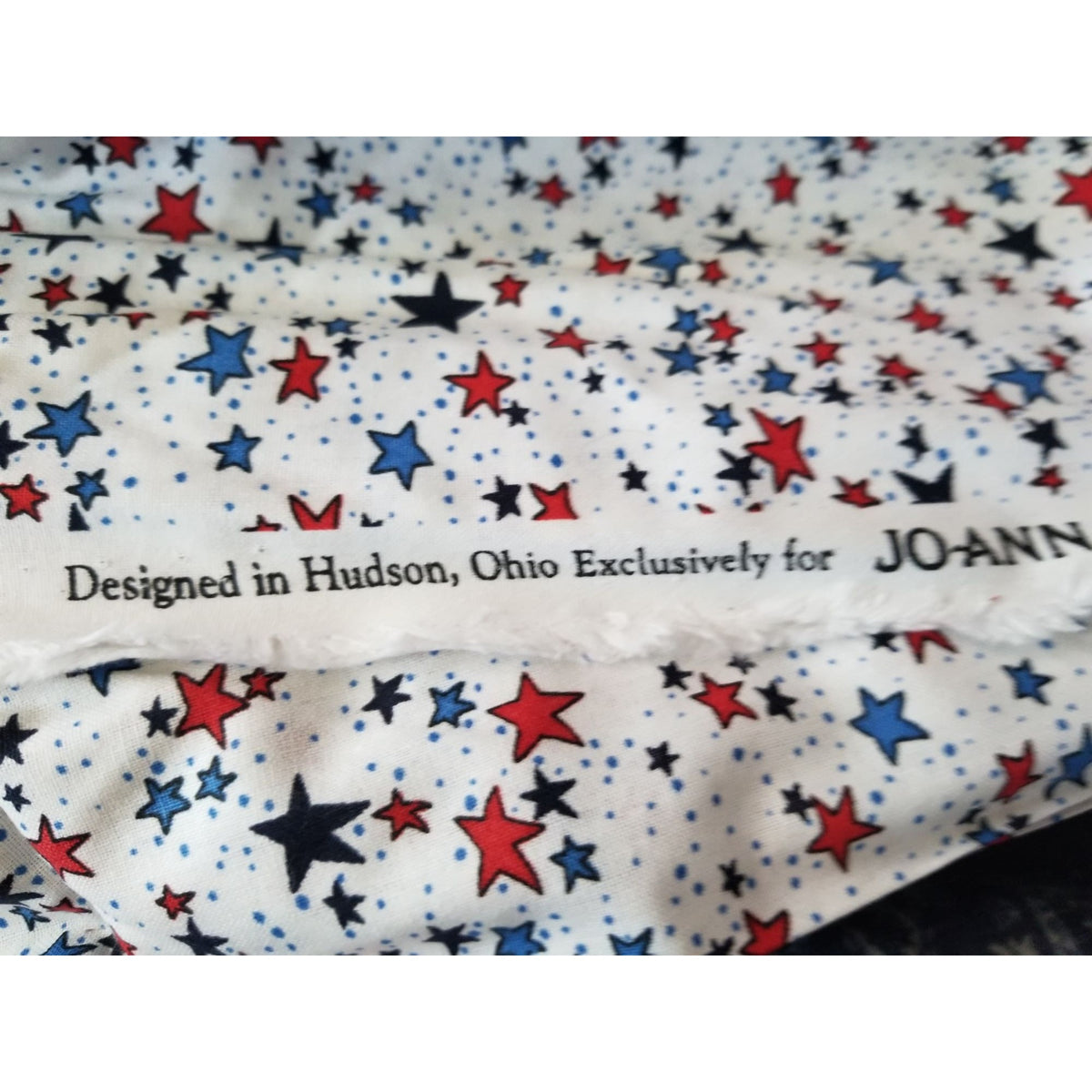Material White  Fabric Red Blue Stars Big Little Dots Fabric    44" x 40"   Cotton Craft Clothing fabric Joann