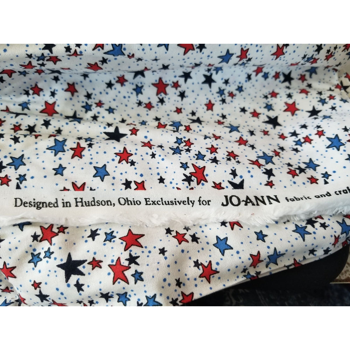 Material White  Fabric Red Blue Stars Big Little Dots Fabric    44" x 40"   Cotton Craft Clothing fabric Joann