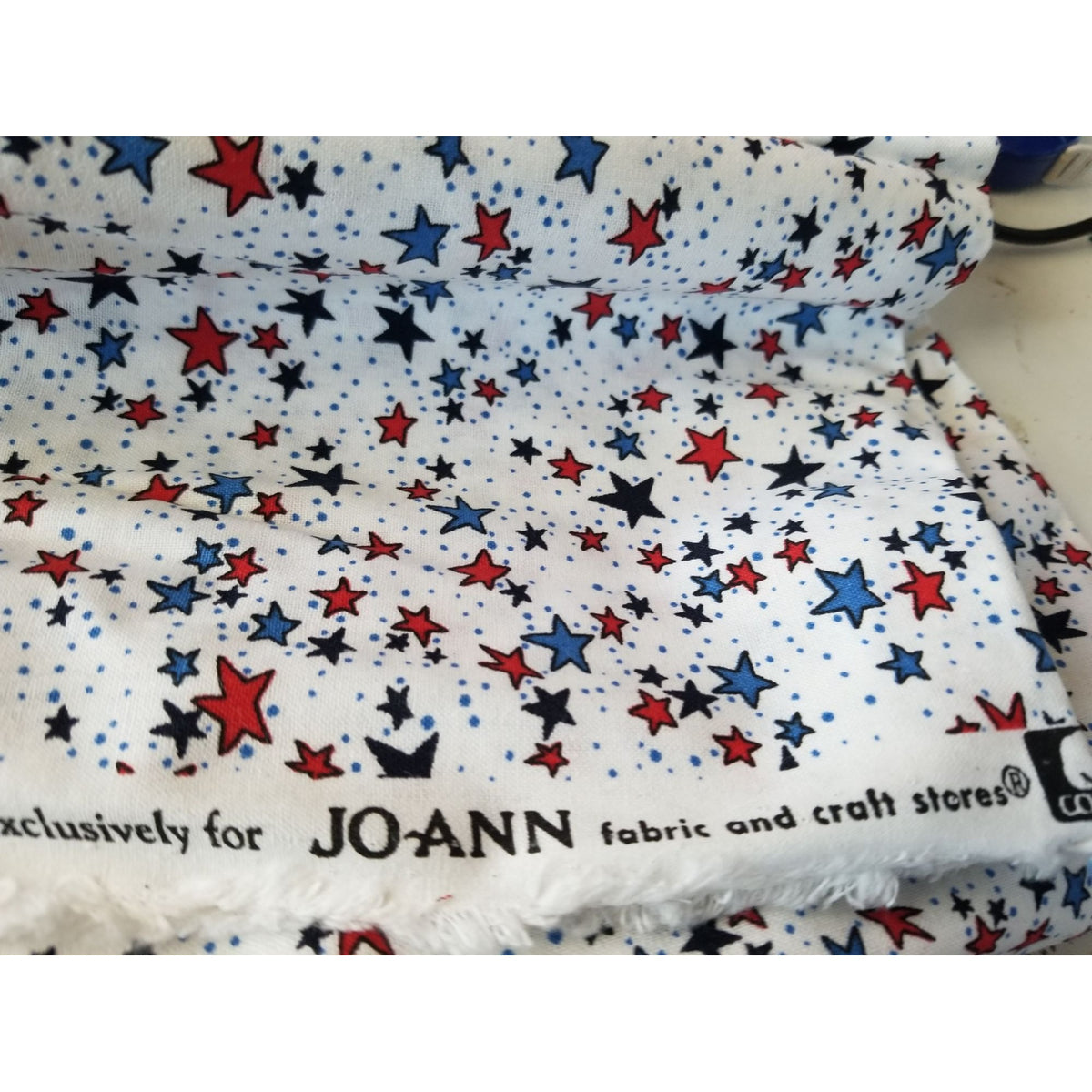 Material White  Fabric Red Blue Stars Big Little Dots Fabric    44" x 40"   Cotton Craft Clothing fabric Joann