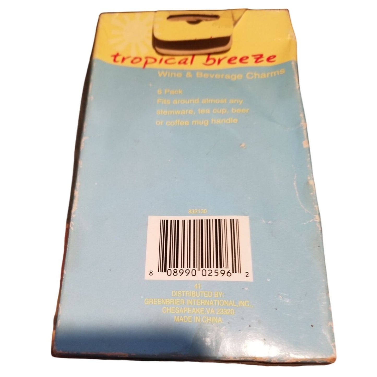 Wine Glass Charms Tropical Breeze 6 piece Greenbrier International Vintage Pineapple's Palm Trees