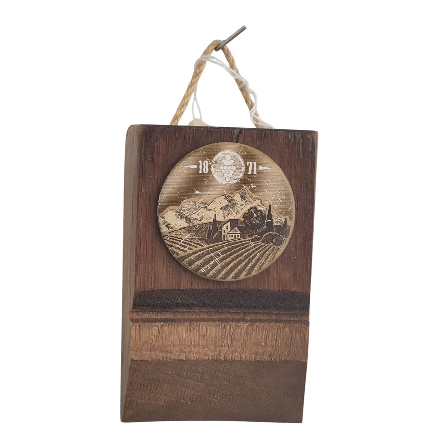 Wood  Wine Barrel Sign Vineyard 1871 Button  Wine Stave Stained Hanger