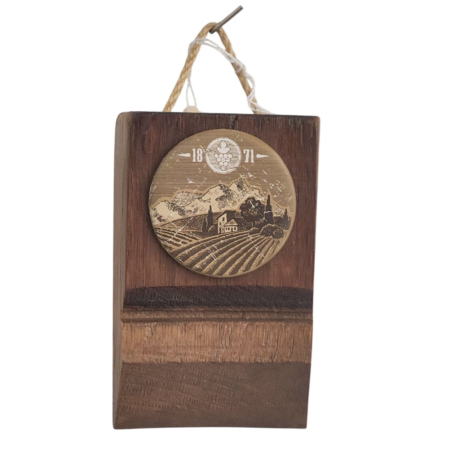Wood  Wine Barrel Sign Vineyard 1871 Button  Wine Stave Stained Hanger