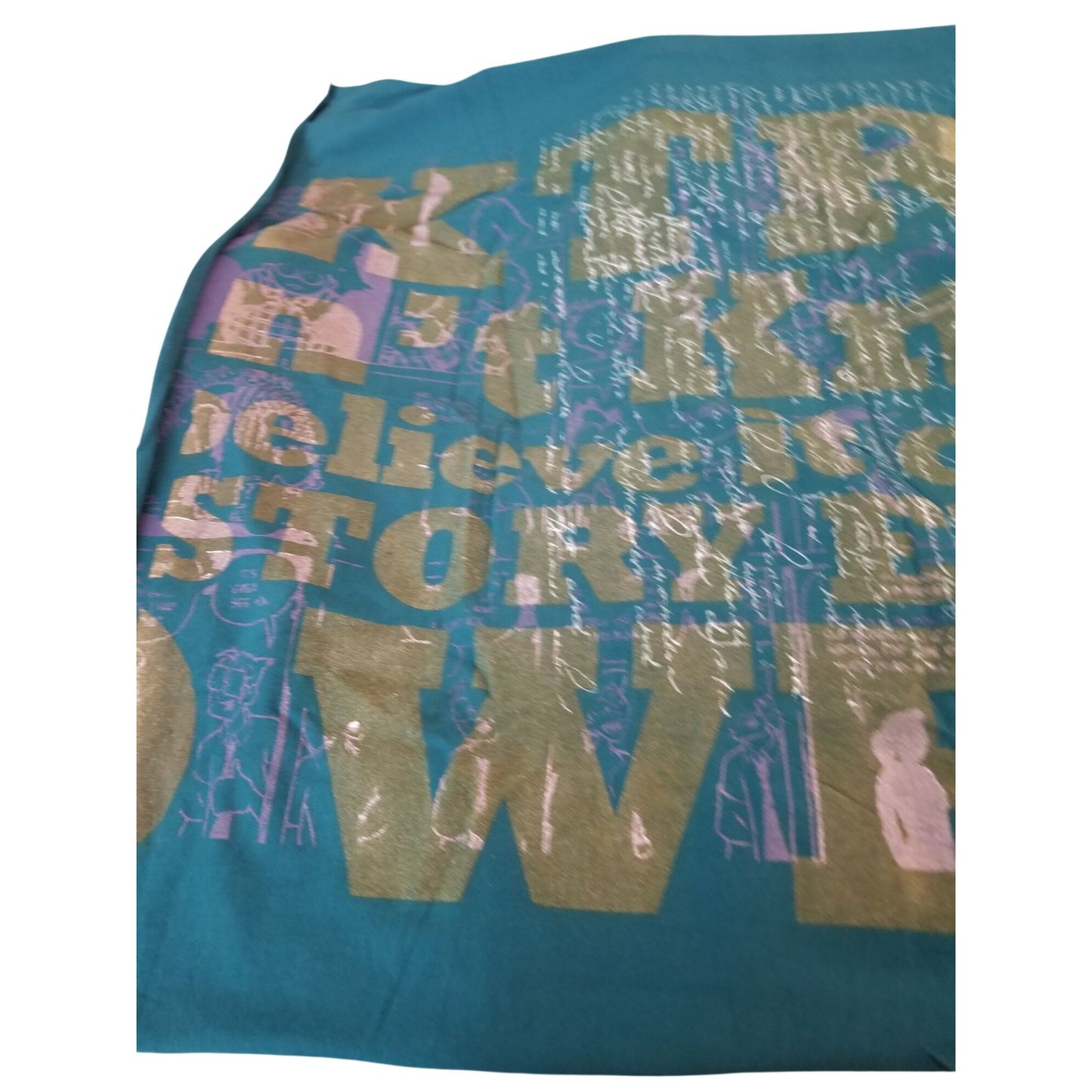 Material T-Shirt Panel 30" x 36"  Green Flowers Saying Cotton  Screen Print