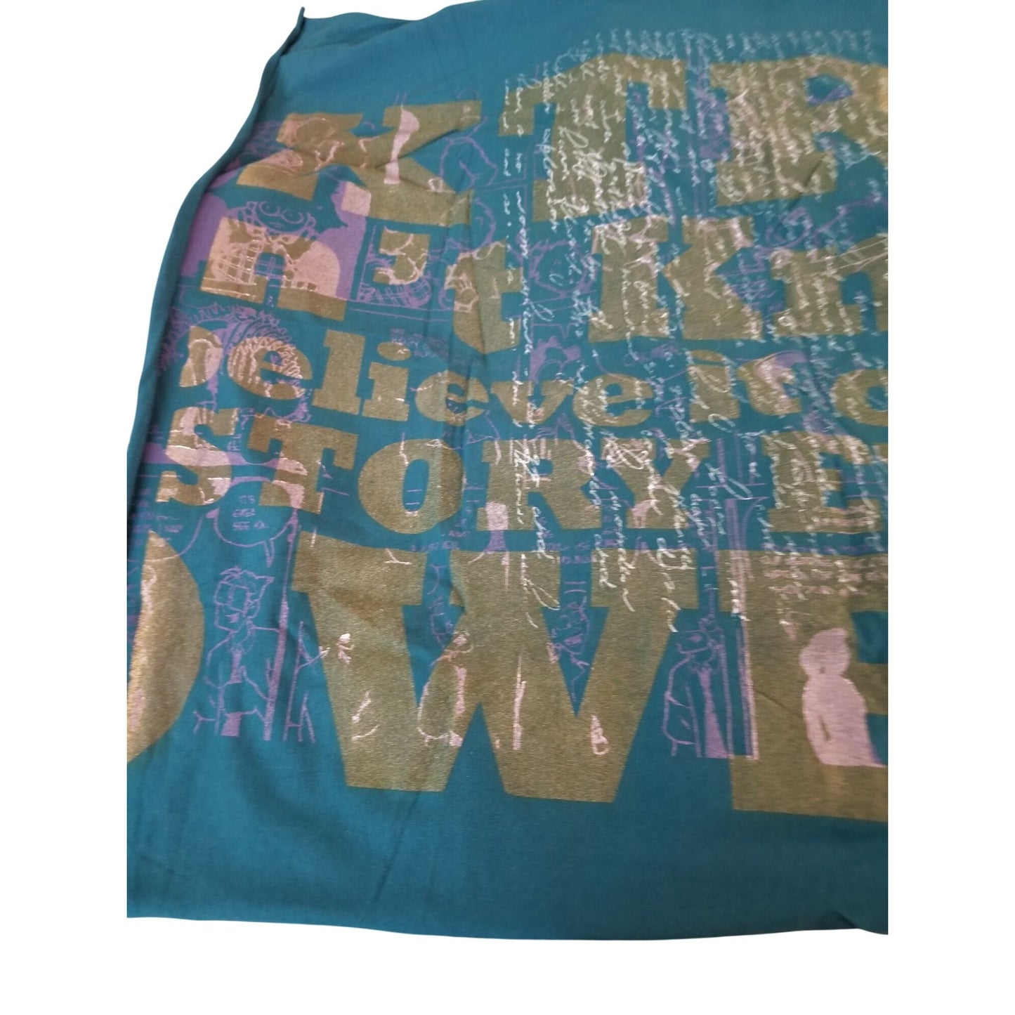 Material T-Shirt Panel 30" x 36"  Green Flowers Saying Cotton  Screen Print