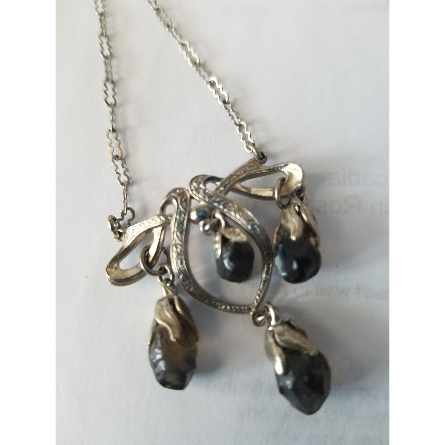 Necklace Swarovski Black Drop Crystal Silver 5.7  gr 28.5 ct  3 cm  x 4 cm  0.5 x 1 cm 24" chain  Jerry Fran Harr