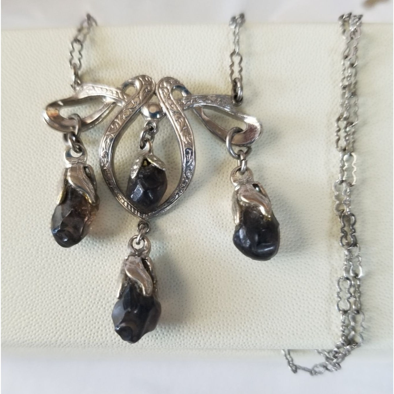 Necklace Swarovski Black Drop Crystal Silver 5.7  gr 28.5 ct  3 cm  x 4 cm  0.5 x 1 cm 24" chain  Jerry Fran Harr