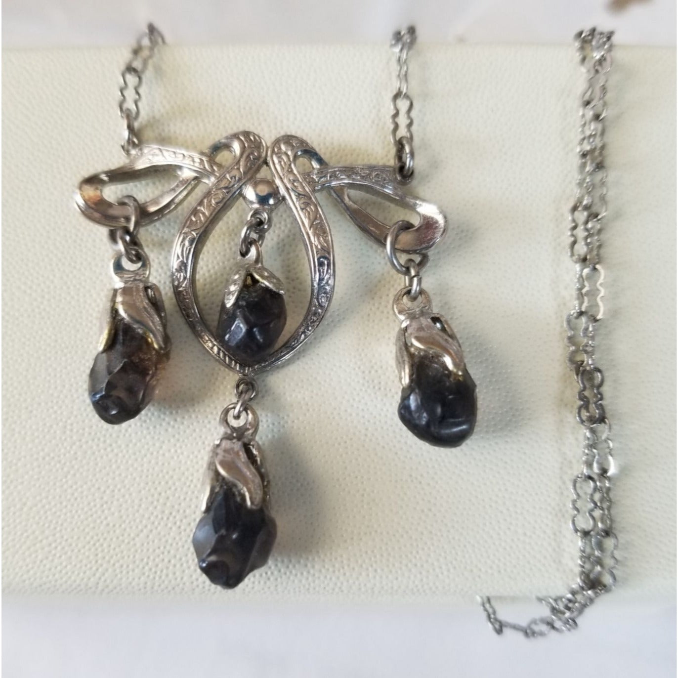 Necklace Swarovski Black Drop Crystal Silver 5.7  gr 28.5 ct  3 cm  x 4 cm  0.5 x 1 cm 24" chain  Jerry Fran Harr