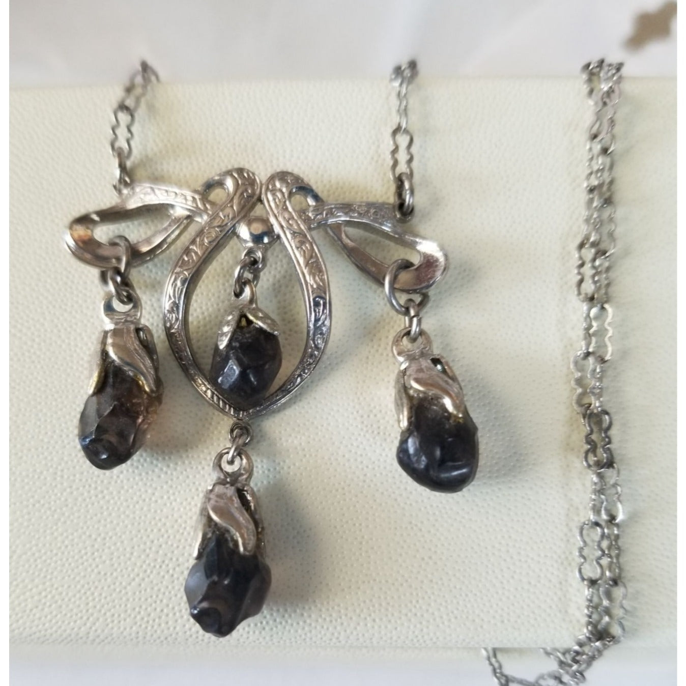 Necklace Swarovski Black Drop Crystal Silver 5.7  gr 28.5 ct  3 cm  x 4 cm  0.5 x 1 cm 24" chain  Jerry Fran Harr