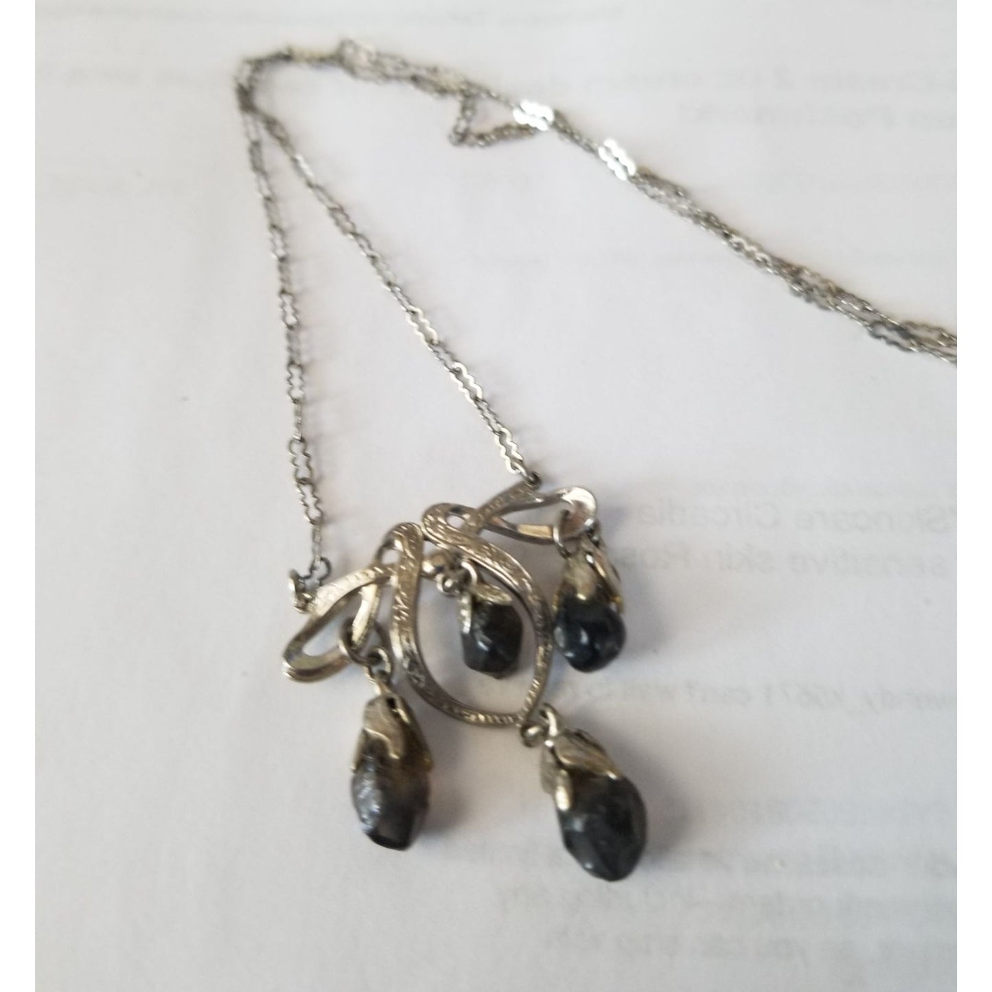 Necklace Swarovski Black Drop Crystal Silver 5.7  gr 28.5 ct  3 cm  x 4 cm  0.5 x 1 cm 24" chain  Jerry Fran Harr