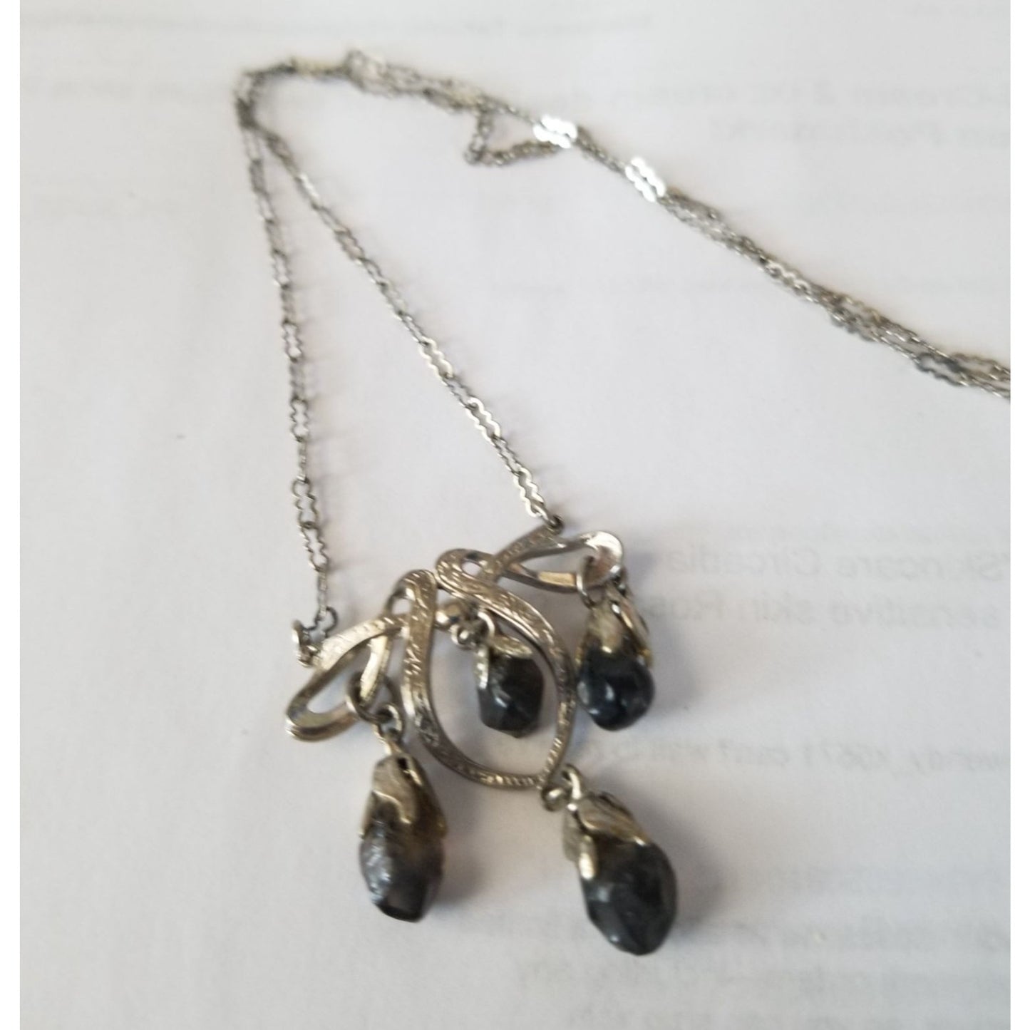 Necklace Swarovski Black Drop Crystal Silver 5.7  gr 28.5 ct  3 cm  x 4 cm  0.5 x 1 cm 24" chain  Jerry Fran Harr