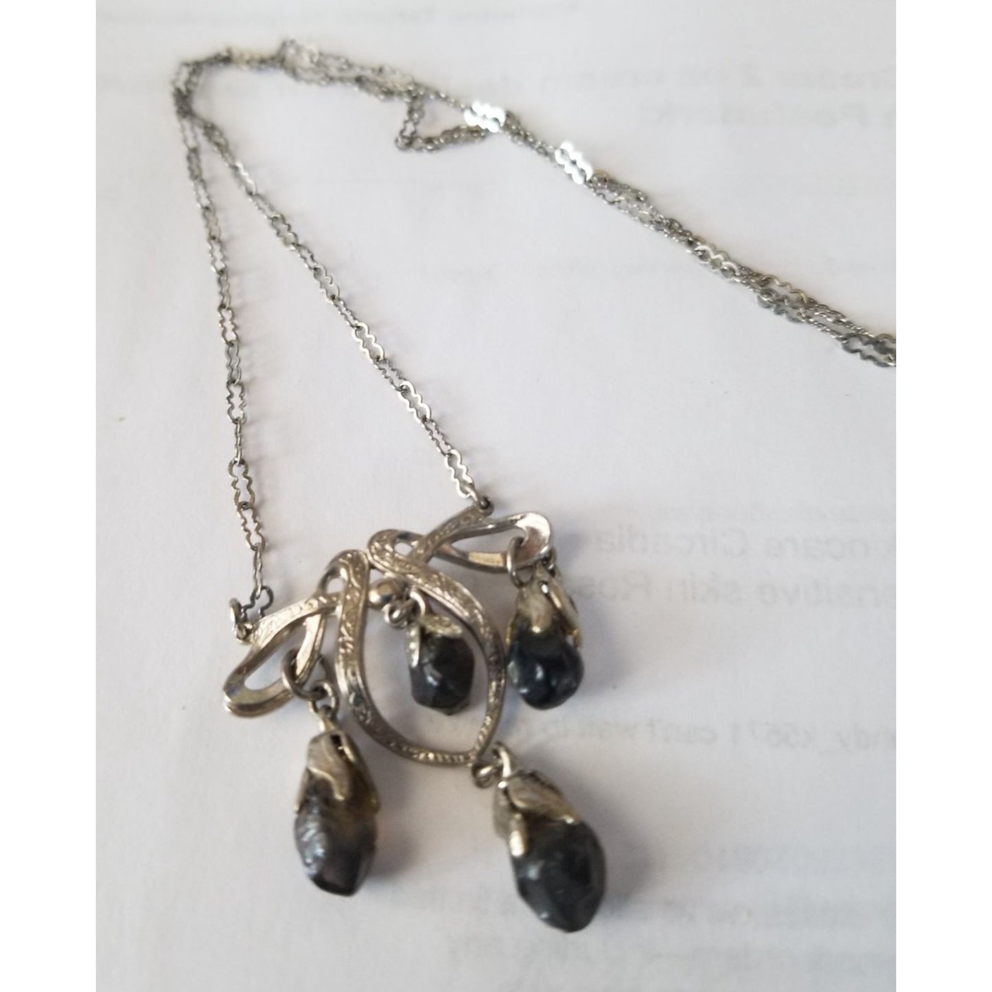 Necklace Swarovski Black Drop Crystal Silver 5.7  gr 28.5 ct  3 cm  x 4 cm  0.5 x 1 cm 24" chain  Jerry Fran Harr