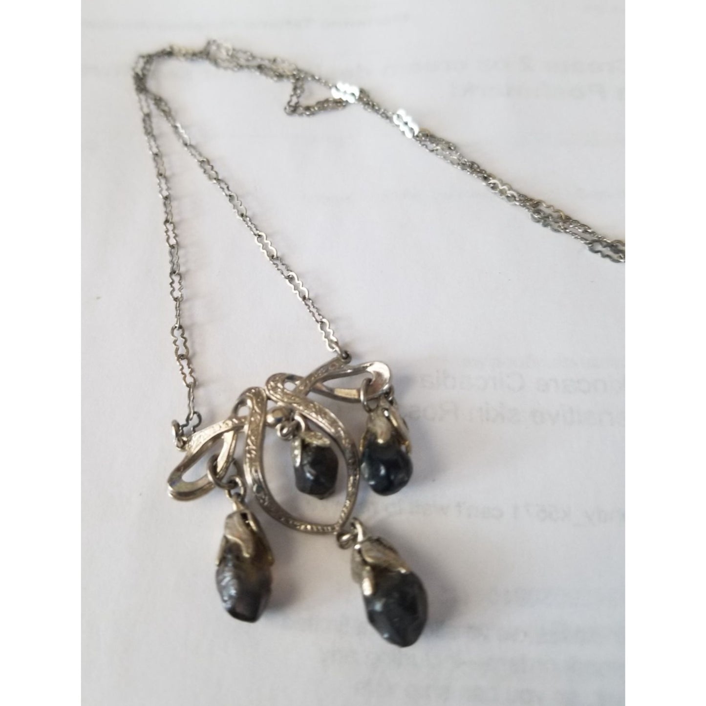 Necklace Swarovski Black Drop Crystal Silver 5.7  gr 28.5 ct  3 cm  x 4 cm  0.5 x 1 cm 24" chain  Jerry Fran Harr