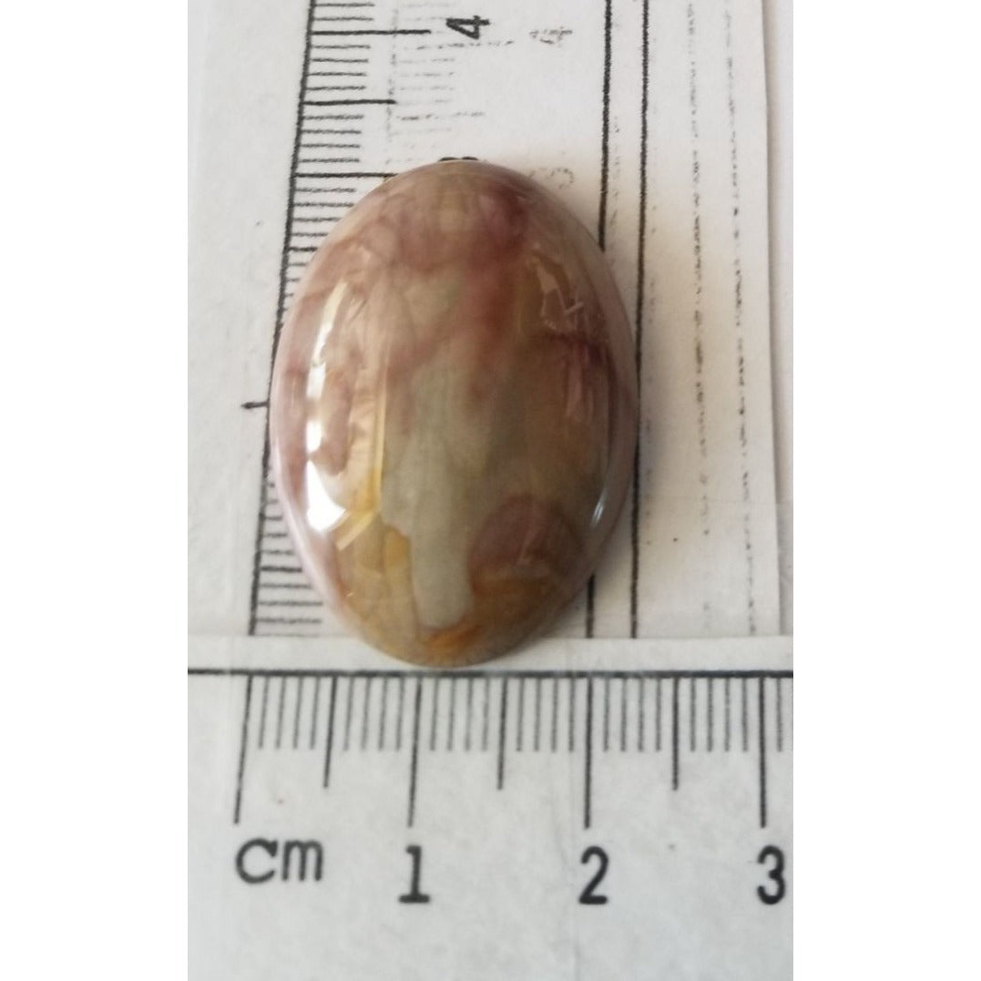 Loose Gemstone Deschutes Picture Jasper Cabochon  2 cm x 3 cm  6.5 gr 33 ct Beige Brown