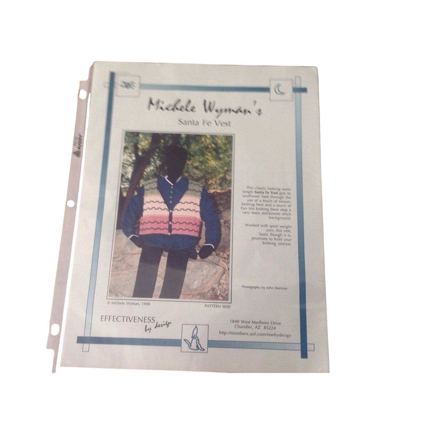 Craft Pattern Effectiveness design Michele Wyman's Santa Fe Vest Women 1998