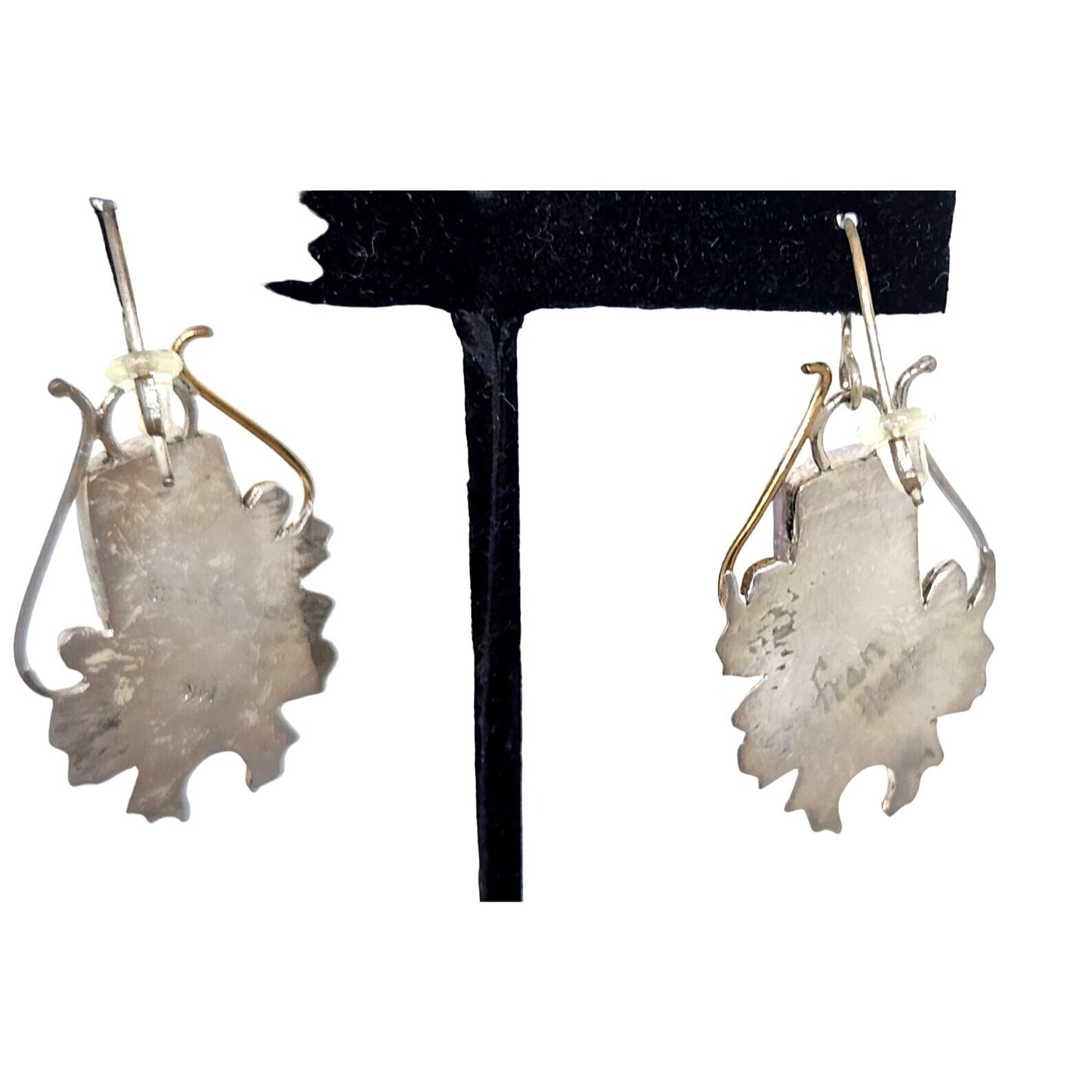 Earrings Bumble Bee Jasper 925 Silver 14K Gold  25mm x 10mm Silver Frame 40mm x 25mm Filigree Accents  Top Hoop 20mm x 25