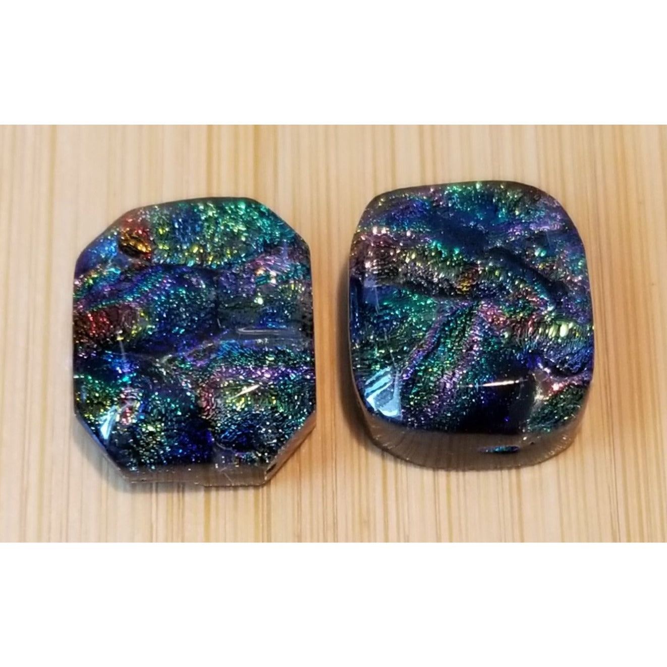 Gemstone Loose Pair Dichroick glass  Matched Pair  32 ct  6.4 gr 15 mm x18 mm x 5 mm