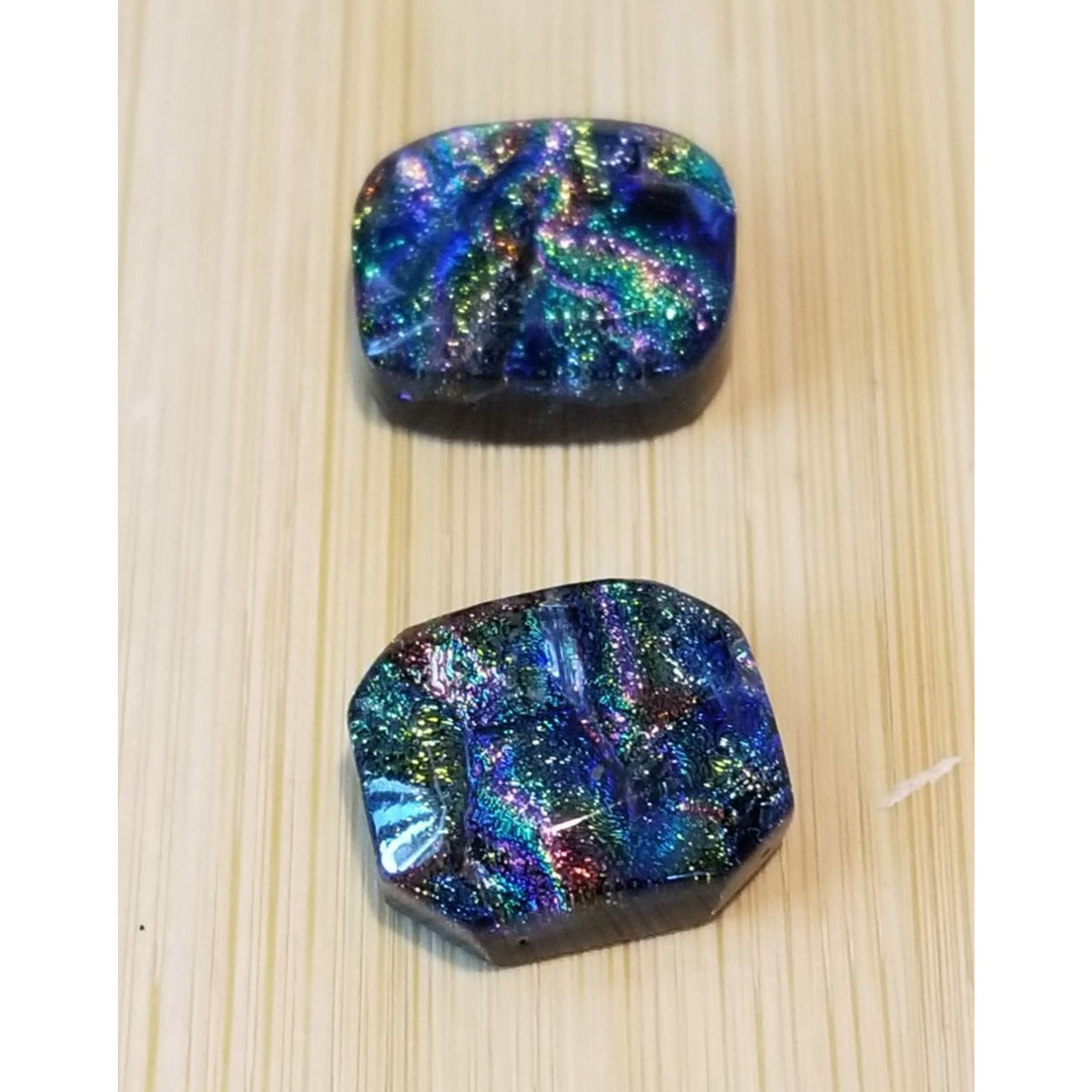 Gemstone Loose Pair Dichroick glass  Matched Pair  32 ct  6.4 gr 15 mm x18 mm x 5 mm