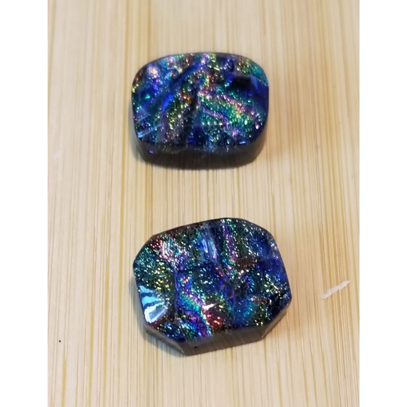 Gemstone Loose Pair Dichroick glass  Matched Pair  32 ct  6.4 gr 15 mm x18 mm x 5 mm