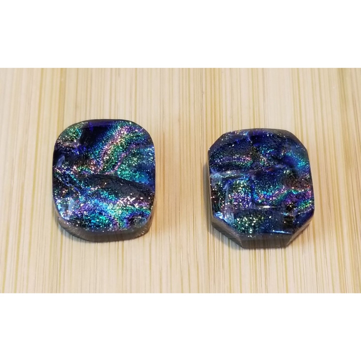 Gemstone Loose Pair Dichroick glass  Matched Pair  32 ct  6.4 gr 15 mm x18 mm x 5 mm
