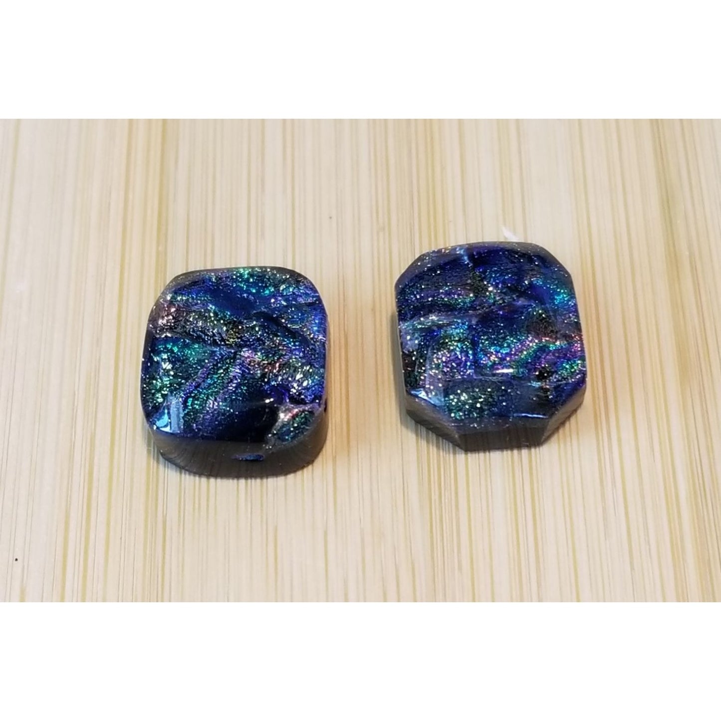 Gemstone Loose Pair Dichroick glass  Matched Pair  32 ct  6.4 gr 15 mm x18 mm x 5 mm