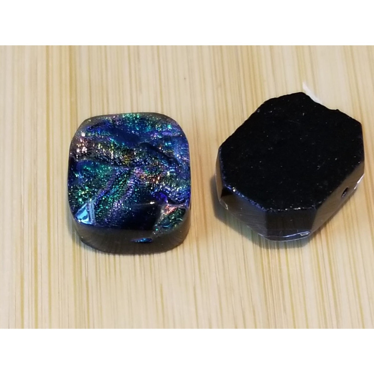 Gemstone Loose Pair Dichroick glass  Matched Pair  32 ct  6.4 gr 15 mm x18 mm x 5 mm