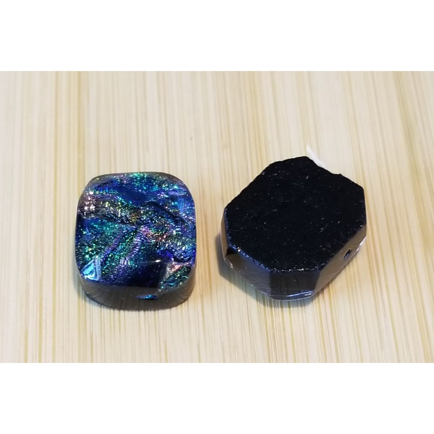 Gemstone Loose Pair Dichroick glass  Matched Pair  32 ct  6.4 gr 15 mm x18 mm x 5 mm