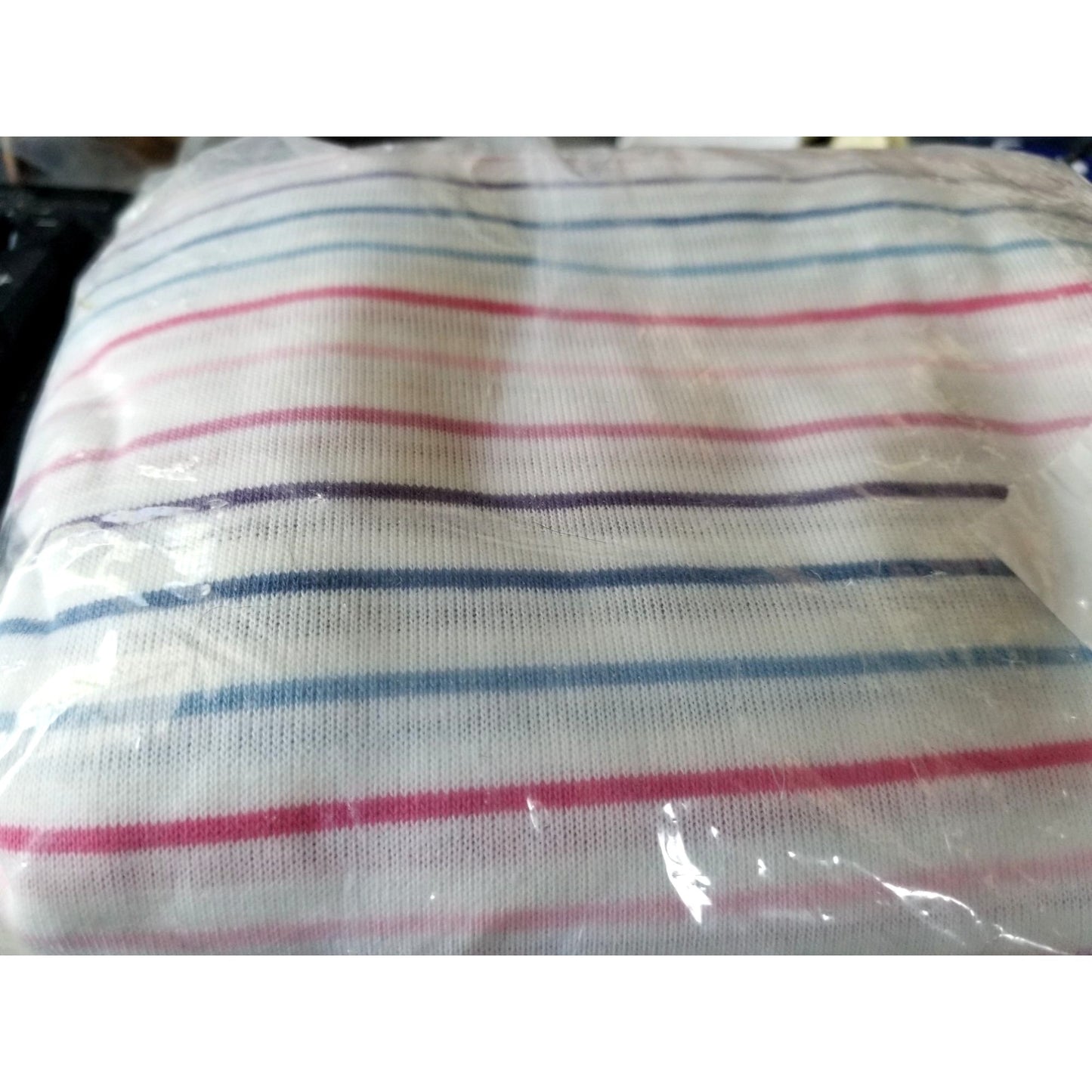 Material Polyester Stripes White with Pink Red Blue for  72" x 80" Shirt Craft Material