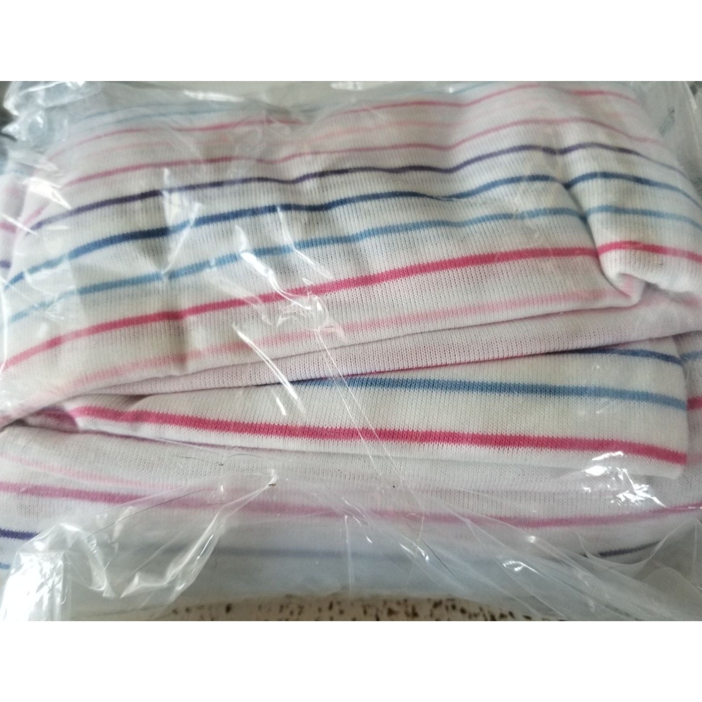Material Polyester Stripes White with Pink Red Blue for  72" x 80" Shirt Craft Material