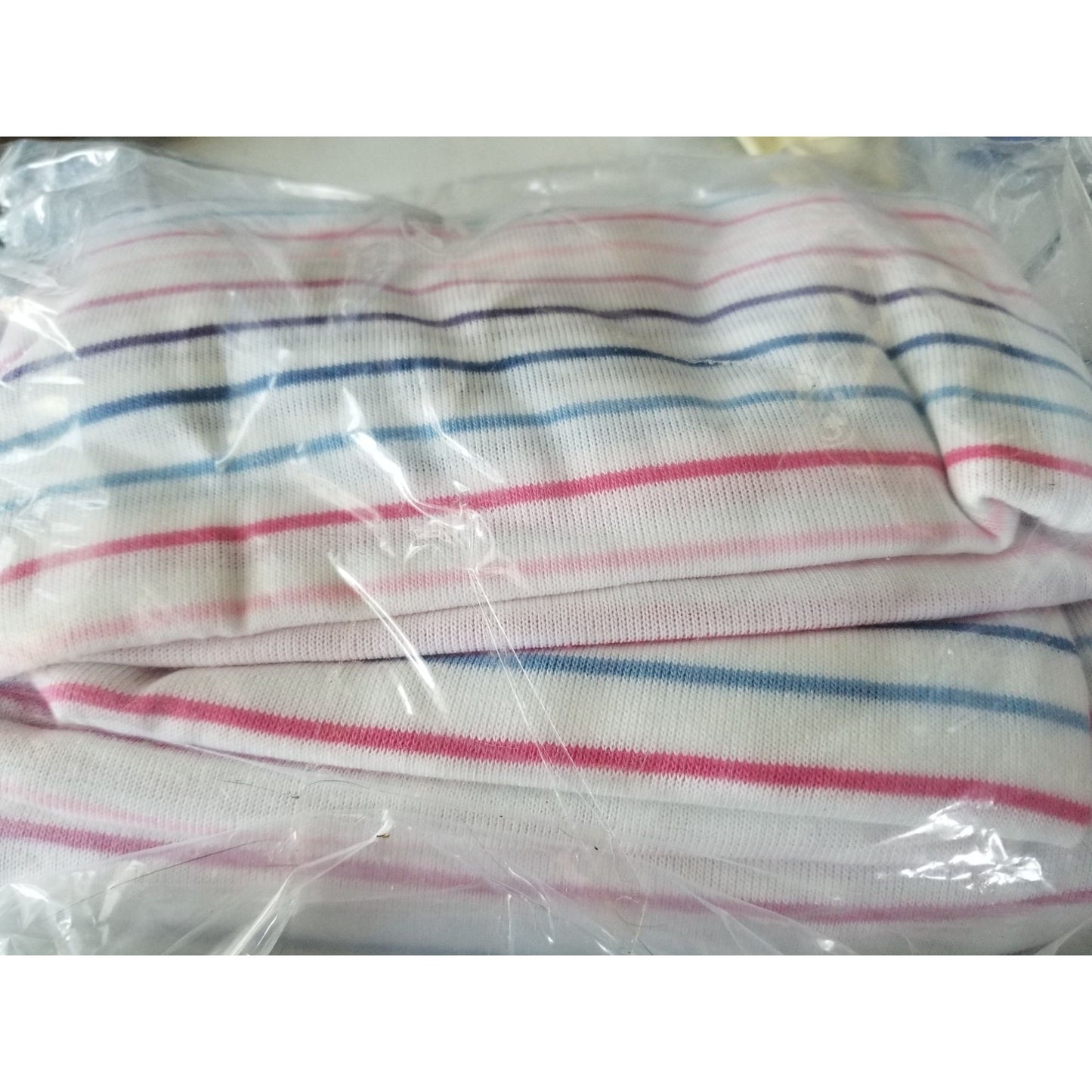 Material Polyester Stripes White with Pink Red Blue for  72" x 80" Shirt Craft Material