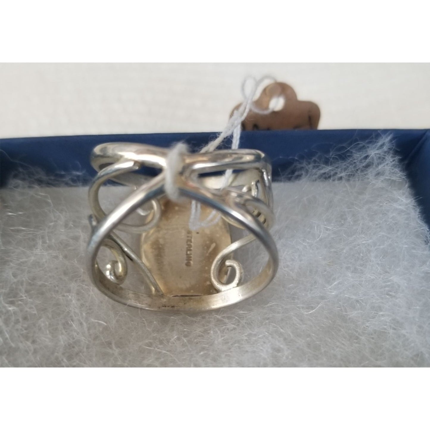 Ring Band Tiger Eye Silver Stone 20 x 15 mm Size 10  Handcrafted 8.4 gr   Jerry Fran Harr