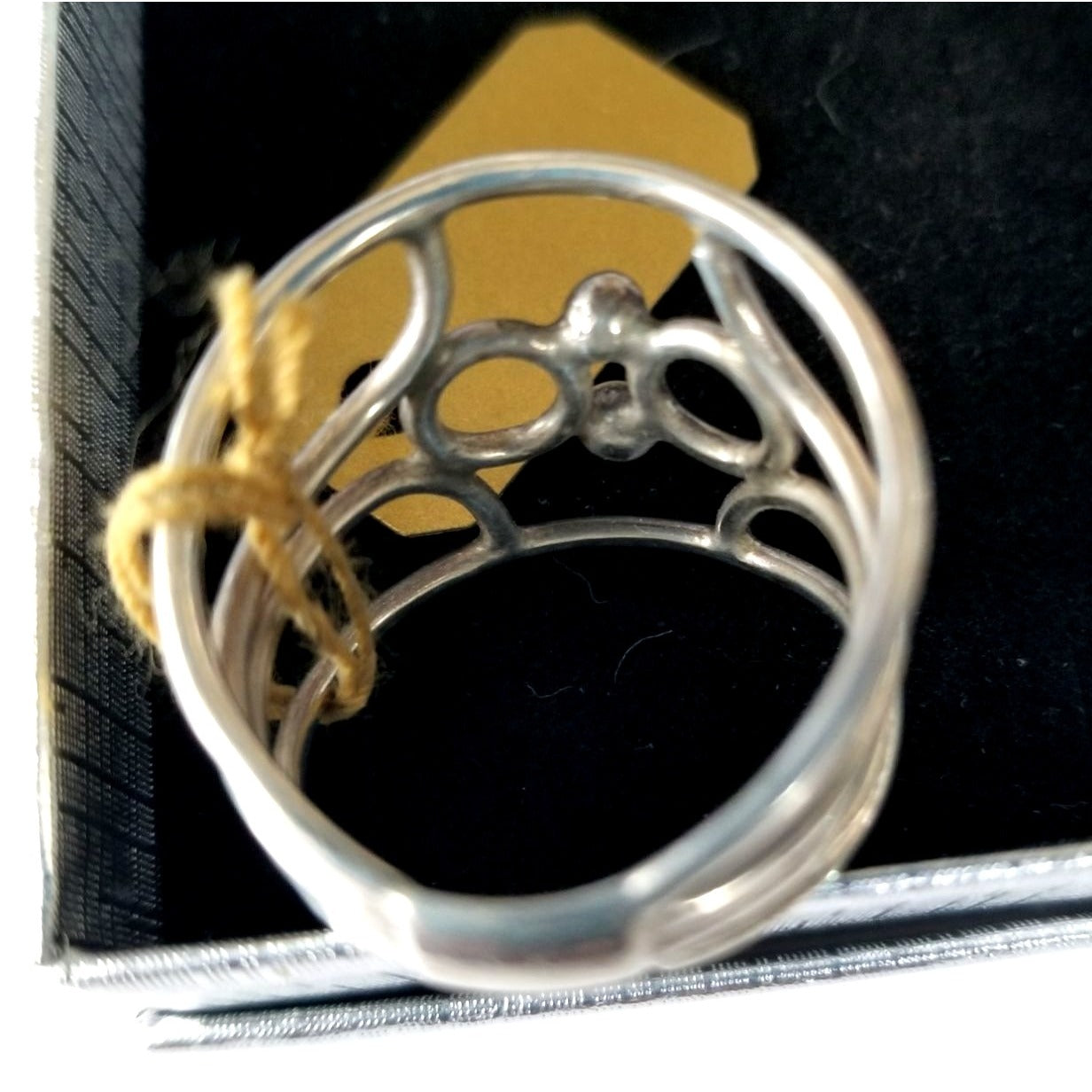 Ring Band Open Silver 2 cm wide  Size 9 1/2  5.3 gr 26.5 ct  no Stone 2.5 cm x 2.5 cm  Jerry Fran Harr