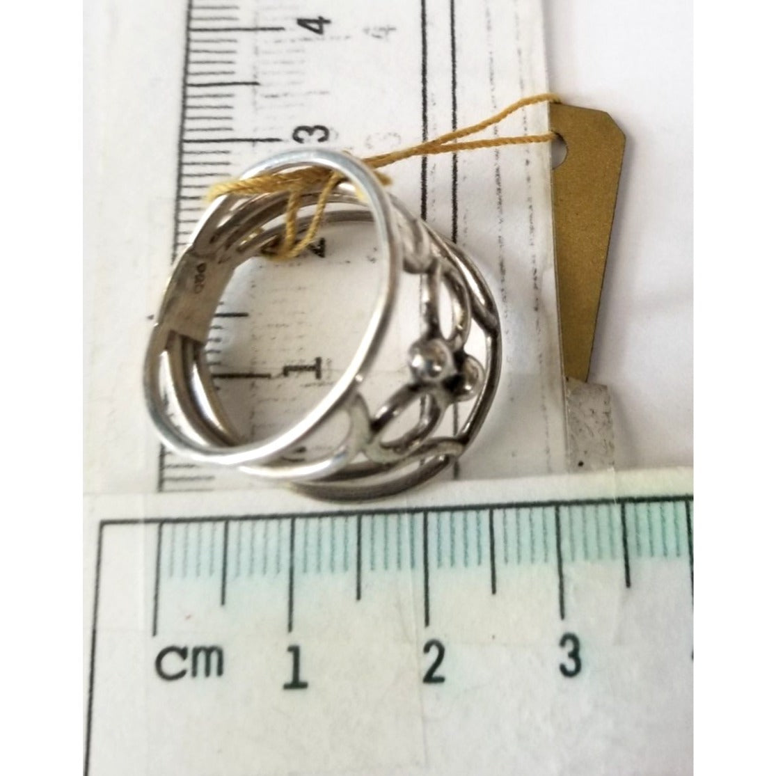 Ring Band Open Silver 2 cm wide  Size 9 1/2  5.3 gr 26.5 ct  no Stone 2.5 cm x 2.5 cm  Jerry Fran Harr