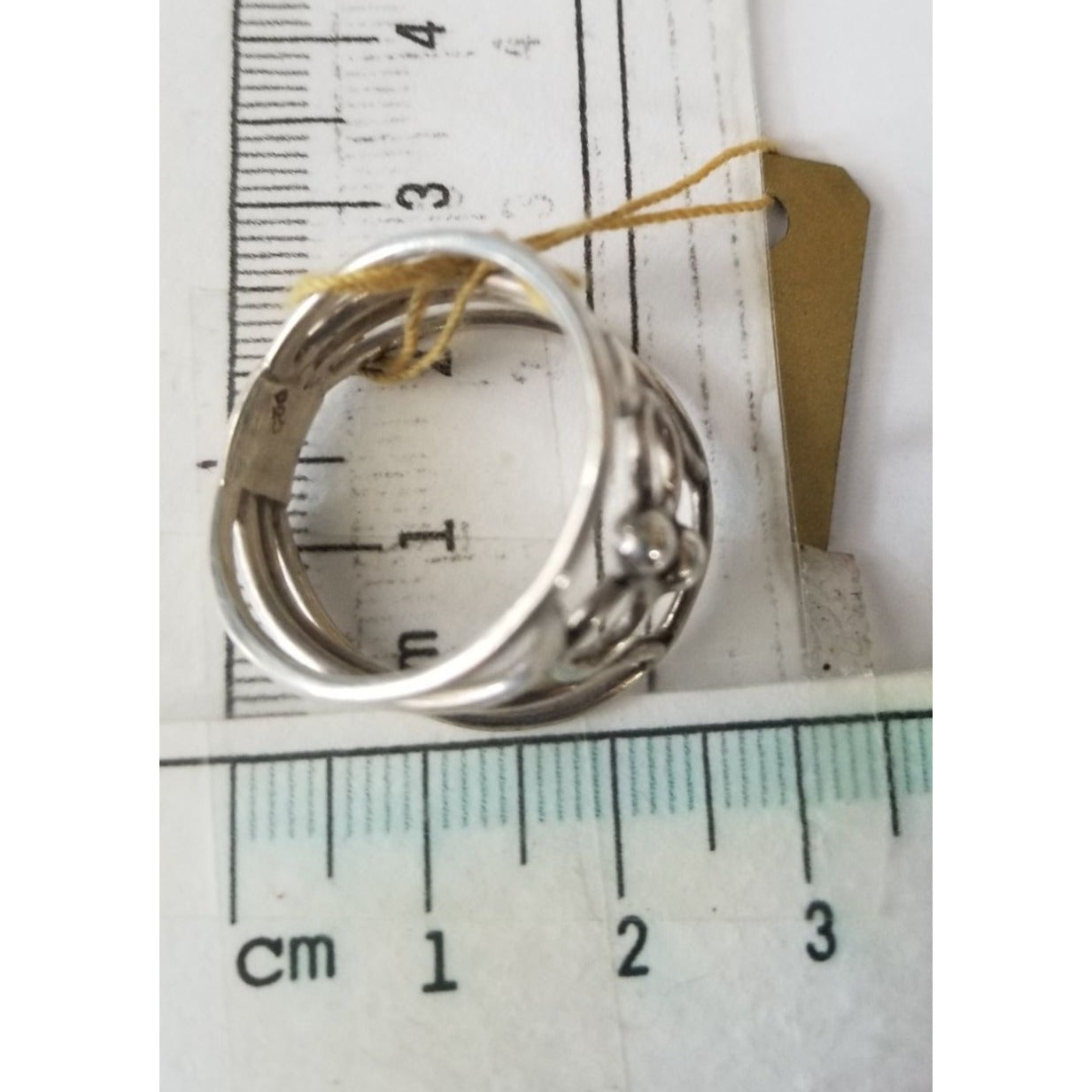 Ring Band Open Silver 2 cm wide  Size 9 1/2  5.3 gr 26.5 ct  no Stone 2.5 cm x 2.5 cm  Jerry Fran Harr