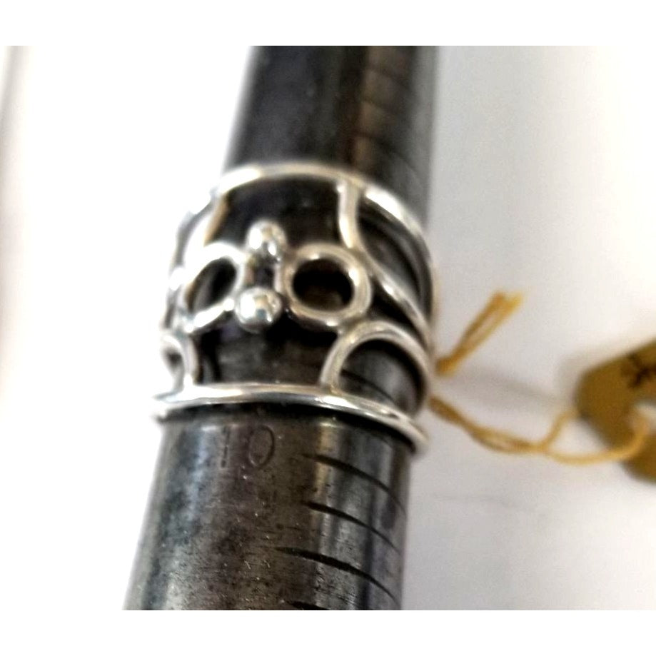 Ring Band Open Silver 2 cm wide  Size 9 1/2  5.3 gr 26.5 ct  no Stone 2.5 cm x 2.5 cm  Jerry Fran Harr