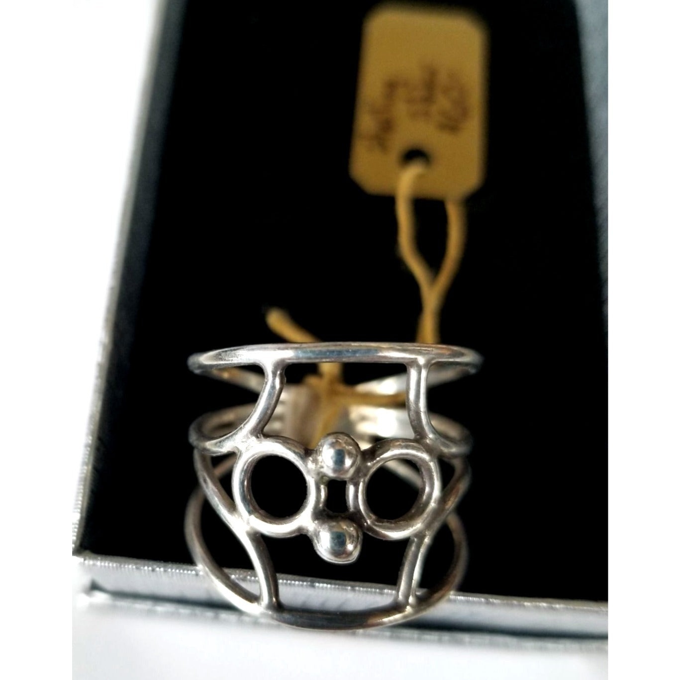 Ring Band Open Silver 2 cm wide  Size 9 1/2  5.3 gr 26.5 ct  no Stone 2.5 cm x 2.5 cm  Jerry Fran Harr