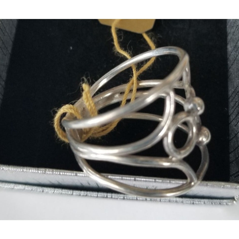 Ring Band Open Silver 2 cm wide  Size 9 1/2  5.3 gr 26.5 ct  no Stone 2.5 cm x 2.5 cm  Jerry Fran Harr