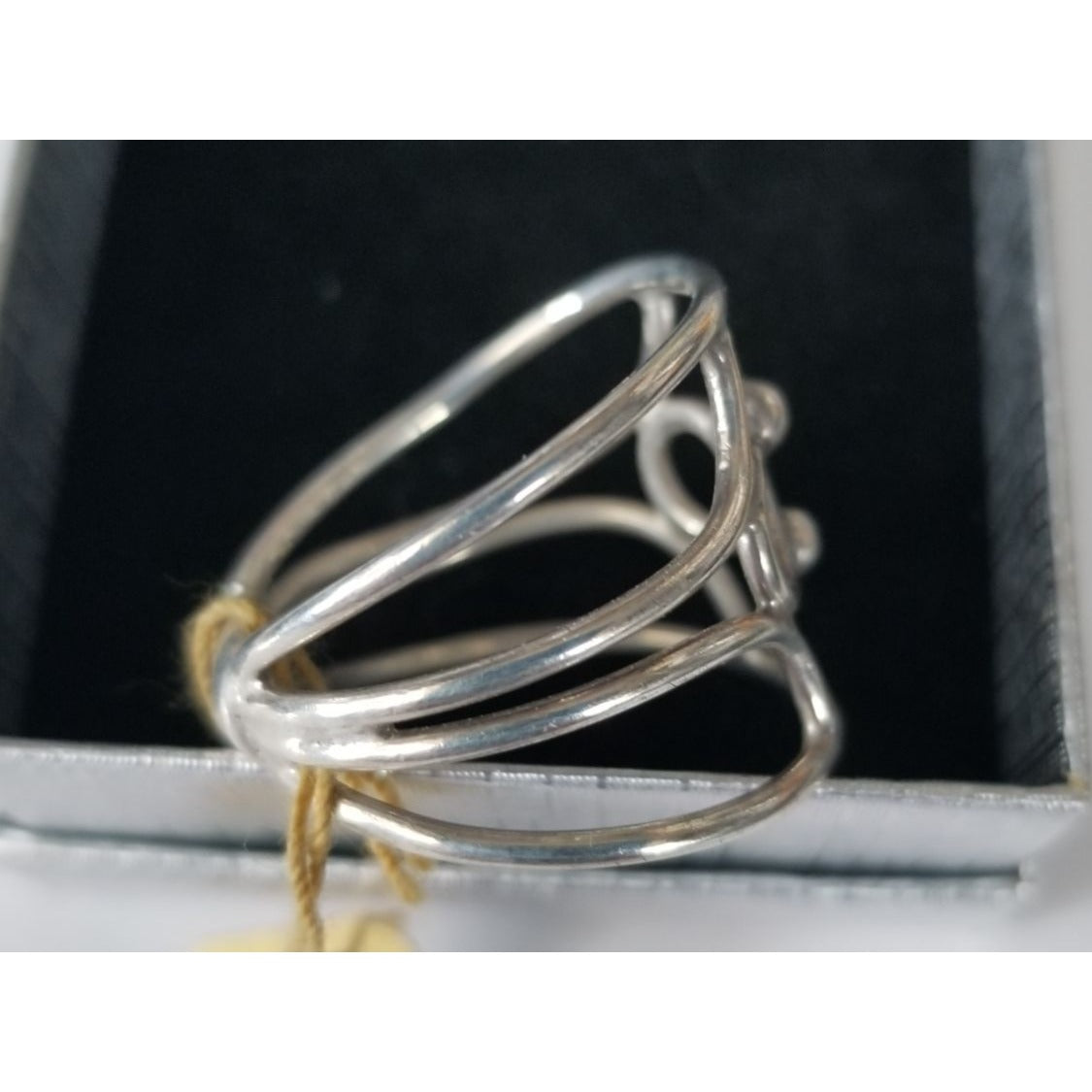 Ring Band Open Silver 2 cm wide  Size 9 1/2  5.3 gr 26.5 ct  no Stone 2.5 cm x 2.5 cm  Jerry Fran Harr