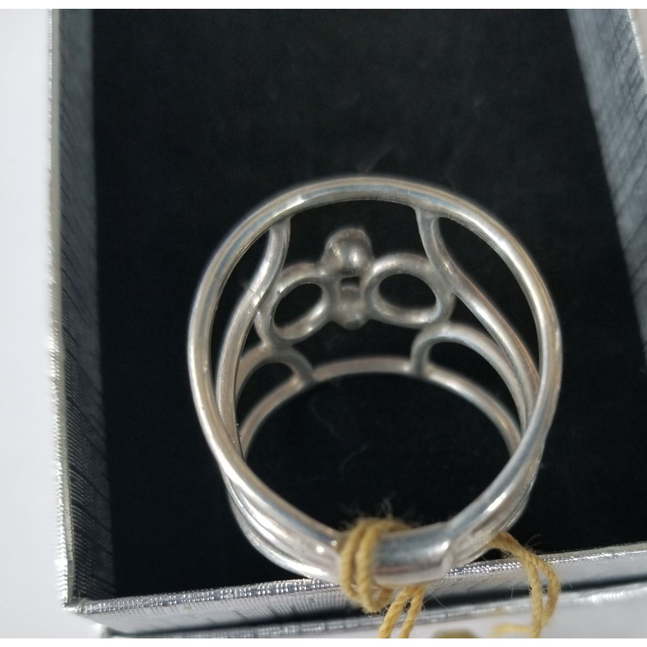 Ring Band Open Silver 2 cm wide  Size 9 1/2  5.3 gr 26.5 ct  no Stone 2.5 cm x 2.5 cm  Jerry Fran Harr