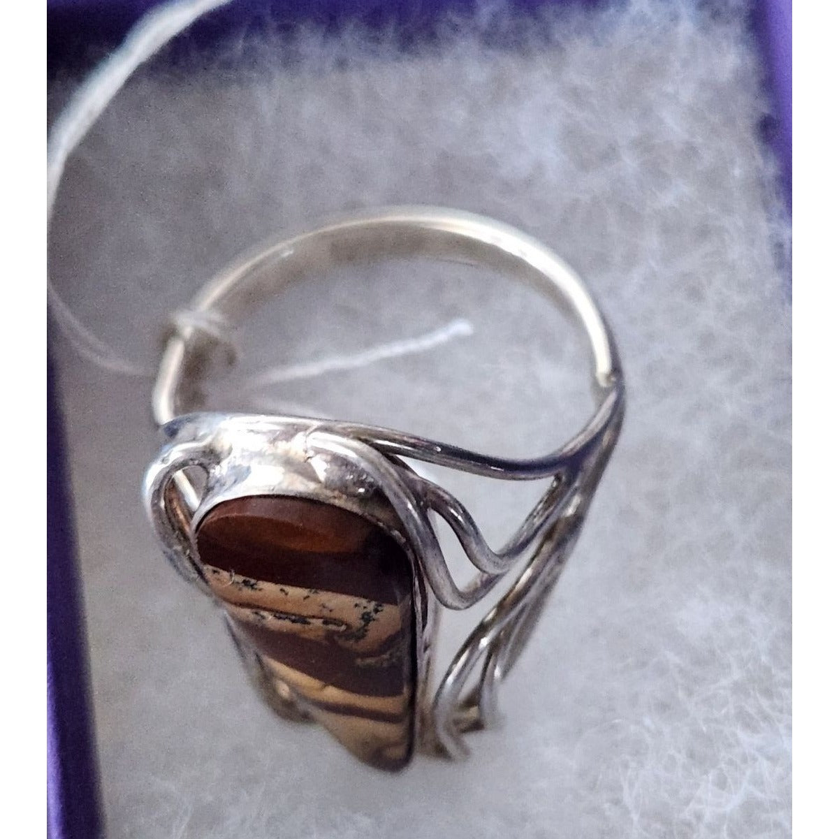 Ring Band Montana Agate Silver Stone 25 x 10 mm Size 10  6.3 gr   Jerry Fran Harr