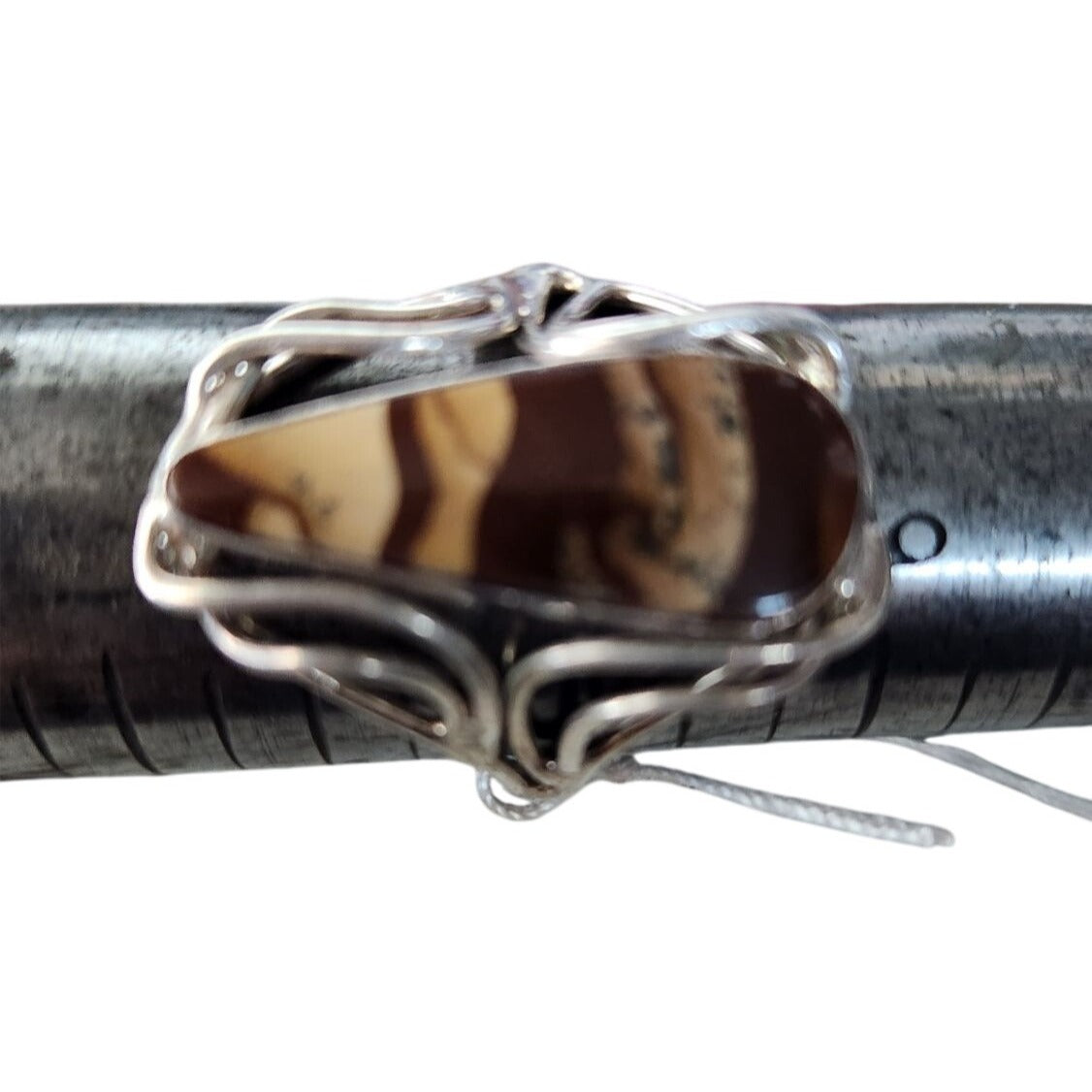 Ring Band Montana Agate Silver Stone 25 x 10 mm Size 10  6.3 gr   Jerry Fran Harr