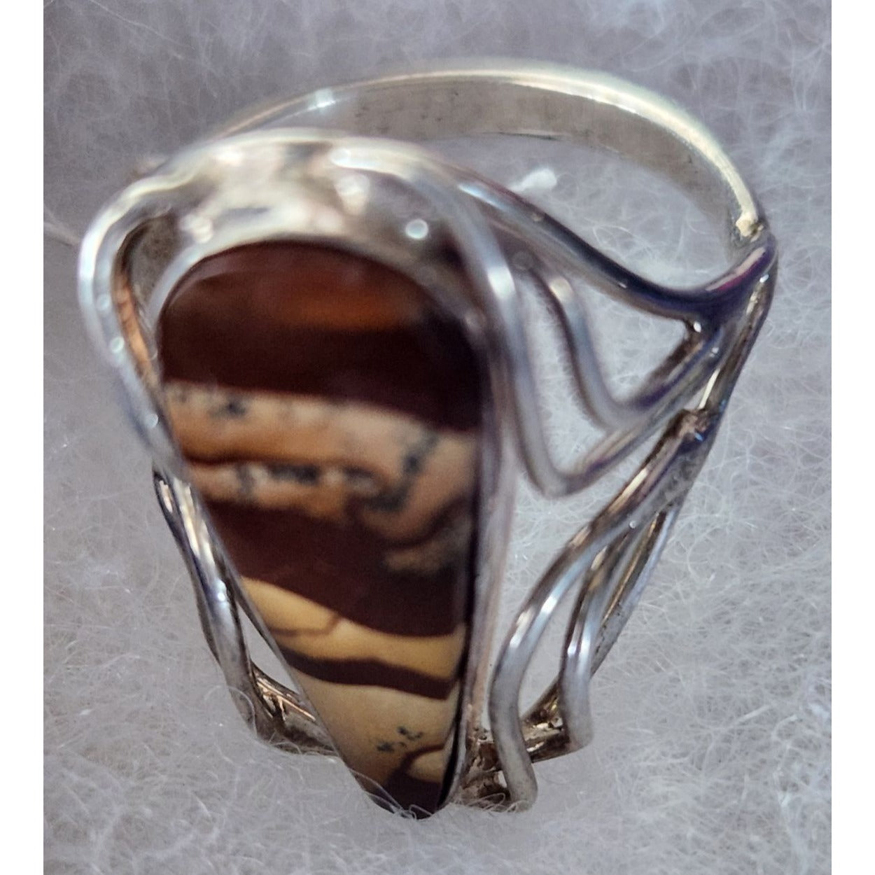 Ring Band Montana Agate Silver Stone 25 x 10 mm Size 10  6.3 gr   Jerry Fran Harr