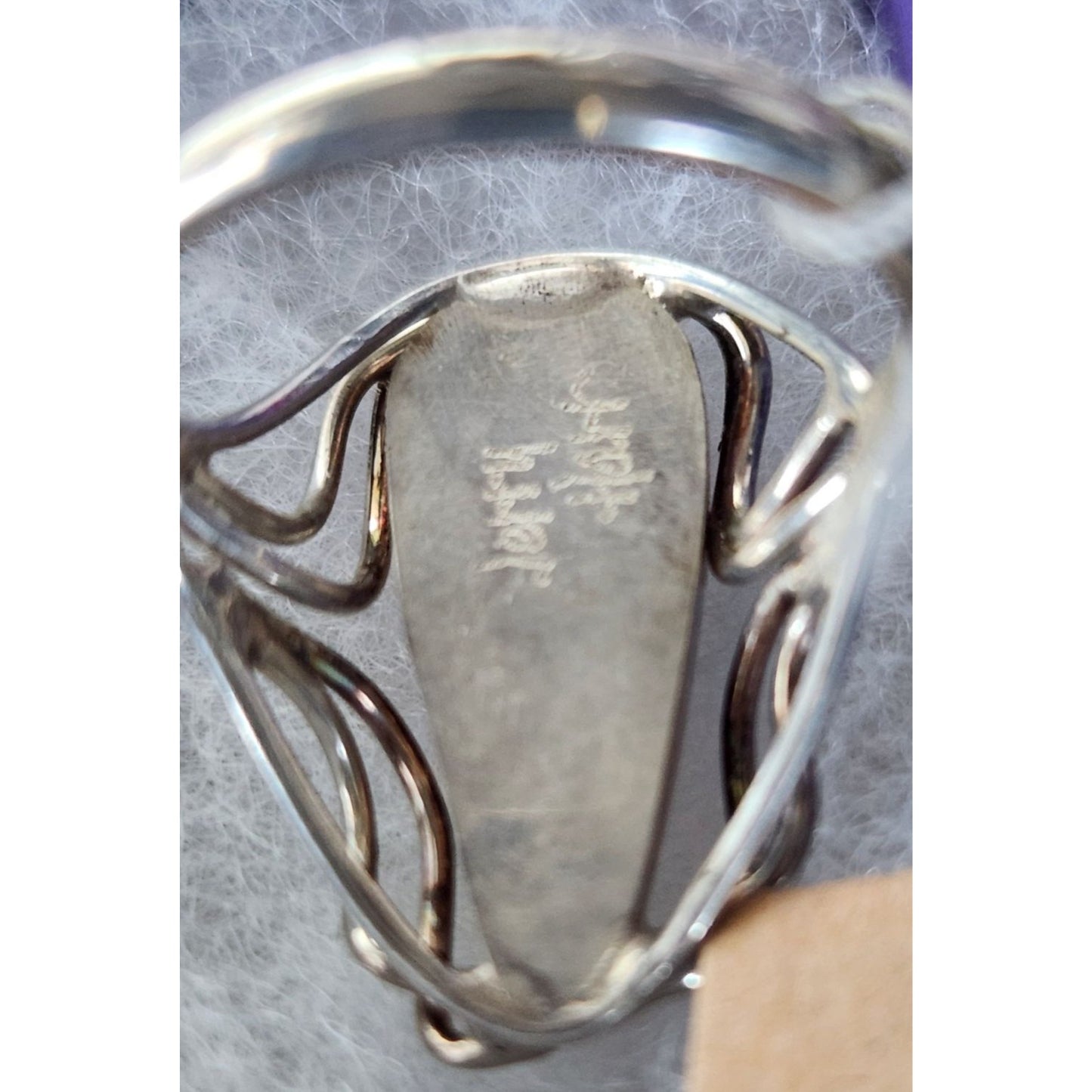 Ring Band Montana Agate Silver Stone 25 x 10 mm Size 10  6.3 gr   Jerry Fran Harr