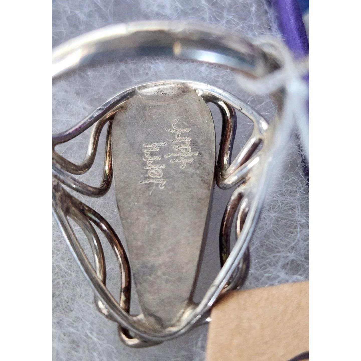 Ring Band Montana Agate Silver Stone 25 x 10 mm Size 10  6.3 gr   Jerry Fran Harr