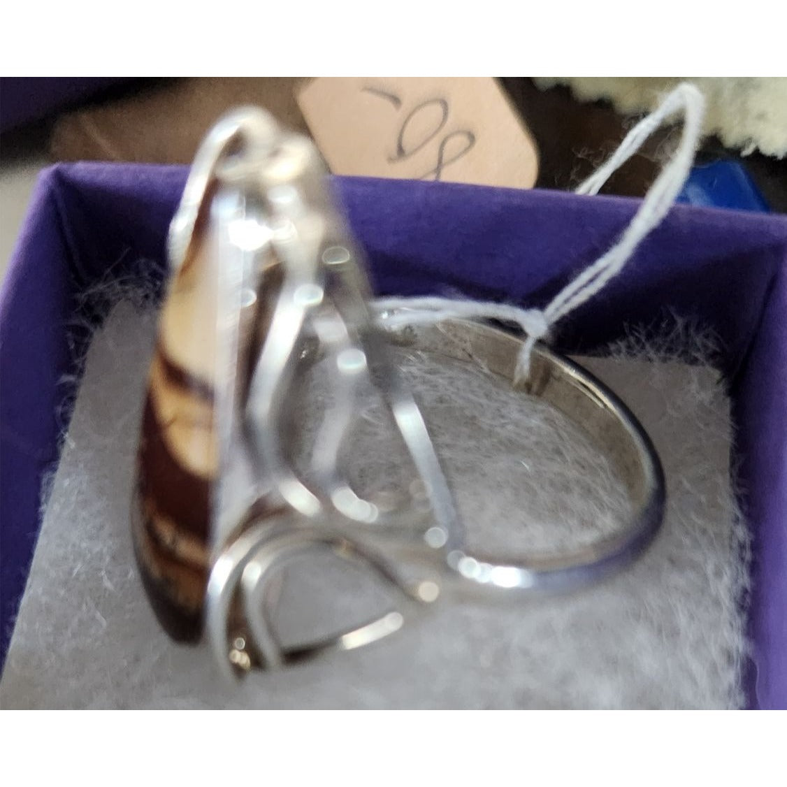 Ring Band Montana Agate Silver Stone 25 x 10 mm Size 10  6.3 gr   Jerry Fran Harr