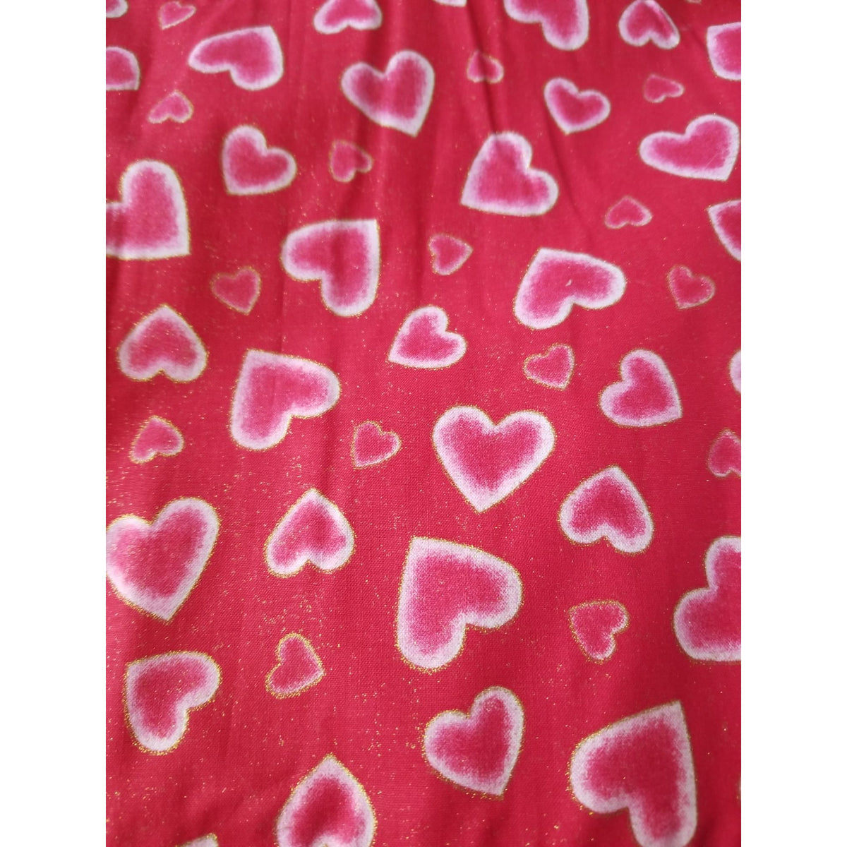 Material Red  Glitter Hearts Fabric 44" x 36"  Cotton  1 Yrd Craft Clothing  Joann
